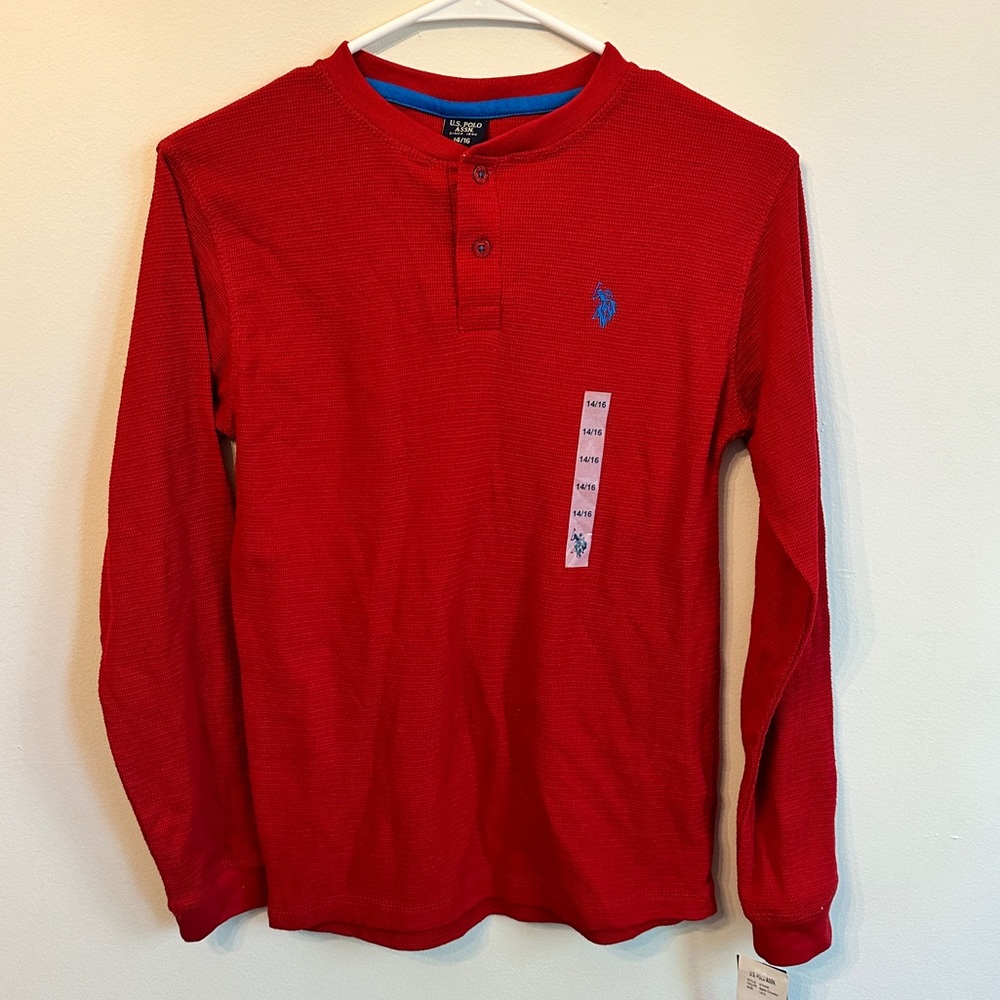 NWT U.S. Polo Assn. Boy’s Long Sleeve Thermal Henley